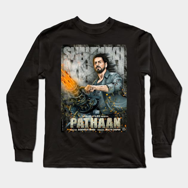 Pathaan-Artwork-shahrukh Long Sleeve T-Shirt by SAN ART STUDIO 